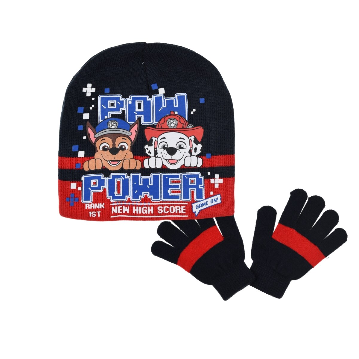 Set caciula si manusi Patrula Catelusilor bleumarin