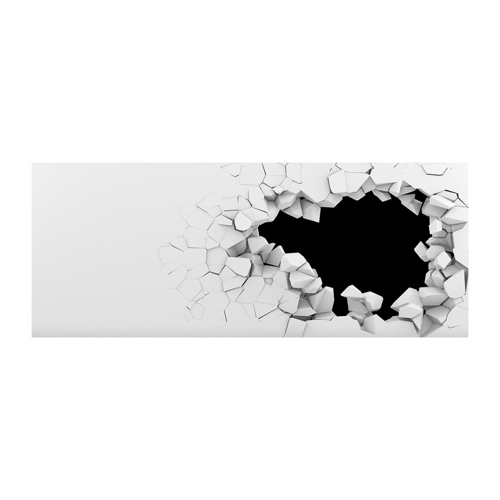 Panou de bucatarie, din sticla, 125x50 cm "O gaura in perete”