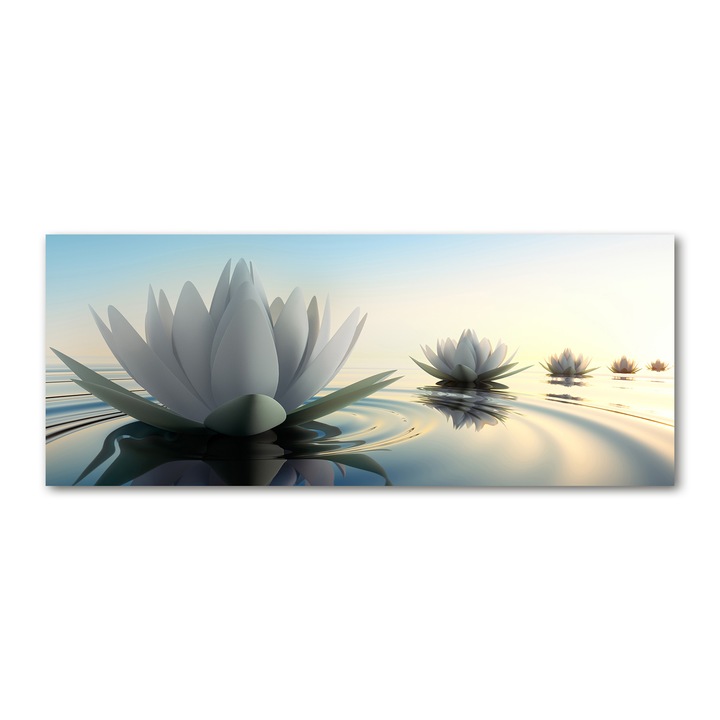 Pictura pe panza, 125 cm x 50 cm, Decorarea peretilor - floare de lotus