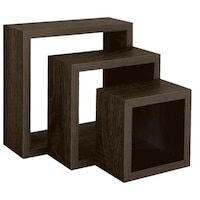 Set de 3 cuburi tip rafturi suspendate, MDF cu sistem de fixare ascuns, wenge