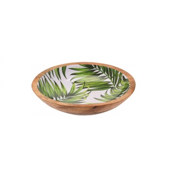 Bol din lemn de mango , 30 cm cu frunze Bol din lemn de mango , 30 cm cu frunze