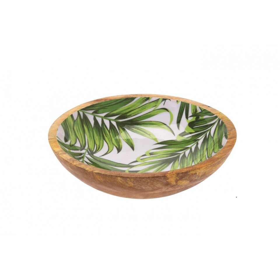 Bol din lemn de mango , 24 cm cu frunze