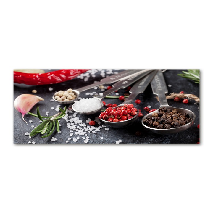 Panou de bucatarie, din sticla, 125x50 cm "Ierburi si condimente”