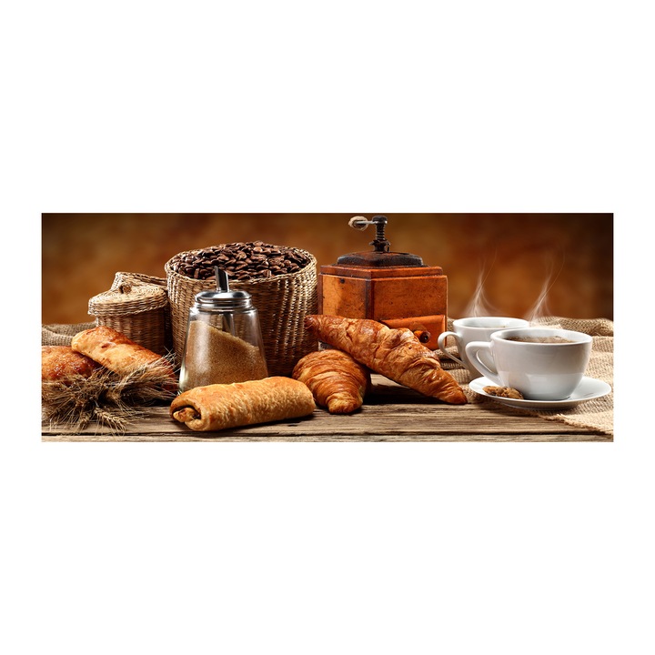 Panou de bucatarie, din sticla, 125x50 cm "Mic dejun”
