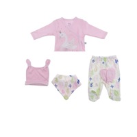 Set hainute 5 piese pentru bebe,0-3 luni,Roz/ Alb, Lux,Lebada