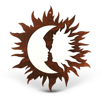 Decoratiune din Lemn, Soarele si Luna Decoratiune din Lemn, Soarele si Luna