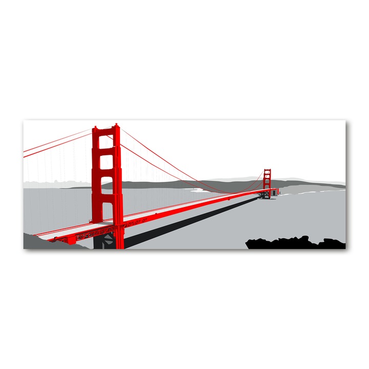 Panou de bucatarie, din sticla, 125x50 cm "Podul San Francisco”