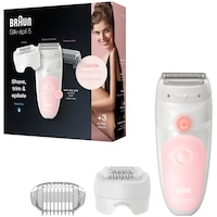 Epilator Braun Silk-epil 5 5/620, Tehnologie SensoSmart, Wet&Dry, Acumulator, Alb/Roz