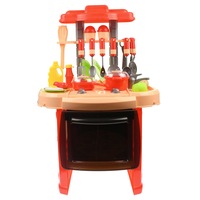 Set Bucatarie de jucarie, cu mancare, ustensile, recipiente, sunete si lumini pentru copii - LY838