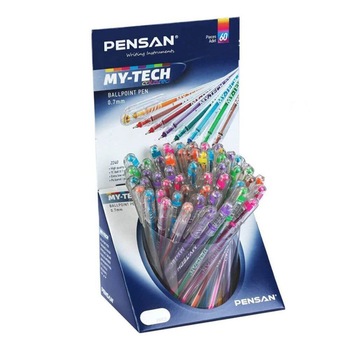 Set 60 de Pixuri PENSAN My Tech Color, Mine Diferite Culori, Varf 0.7 mm, Corp din Plastic Transparent Set 60 de Pixuri PENSAN My Tech Color, Mine Diferite Culori, Varf 0.7 mm, Corp din Plastic Transparent