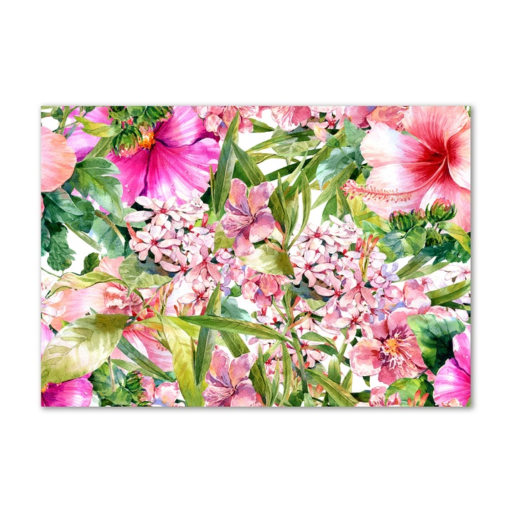 Panou de bucatarie, din sticla, Placi decorative din sticla, Model floral, 100 x 70 cm, 10