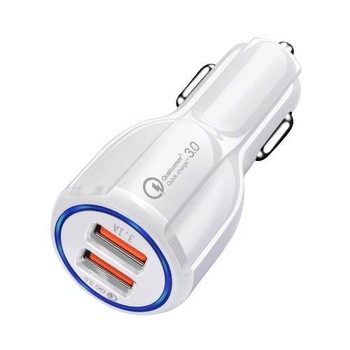Incarcator auto Qualcomm 3.0 Fast Charge, 2x USB, 5V 3.1A - 6A, Incarcare rapida, LED Blue, 5 tipuri de protectii, alb Incarcator auto Qualcomm 3.0 Fast Charge, 2x USB, 5V 3.1A - 6A, Incarcare rapida, LED Blue, 5 tipuri de protectii, alb