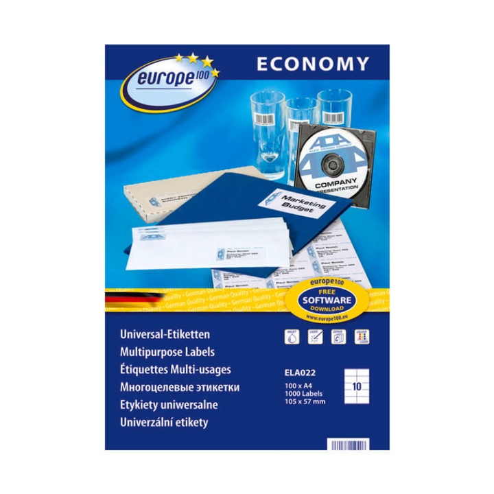 105*57 mm-es Avery Zweckform A4 íves etikett címke, fehér színű (100 ív/doboz)