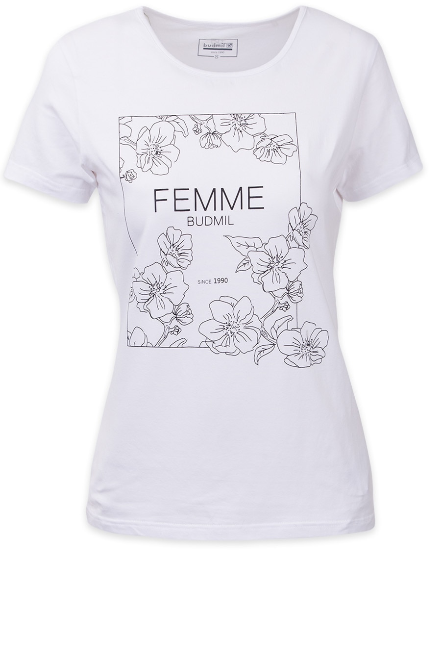 Tricou cu decolteu rotund Budmil, Ciara, Bumbac, Alb, Alb