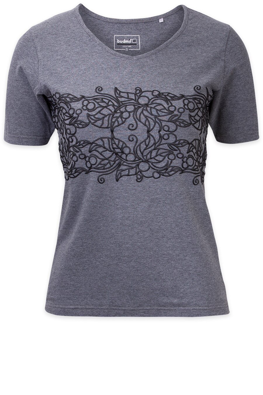 Tricou cu decolteu in V Budmil, Cecily, Bumbac, Gri, Gri