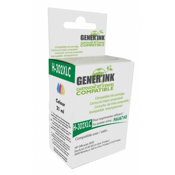 Cartus de cerneala GENERINK F6U67AE-N°302XL HP, DJ 1110 AiO/2130 AiO/3630 AiO/4650 AiO, Multicolor Cartus de cerneala GENERINK F6U67AE-N°302XL HP, DJ 1110 AiO/2130 AiO/3630 AiO/4650 AiO, Multicolor