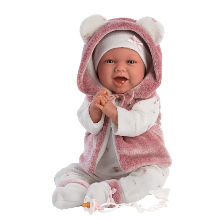 Llorens Newborns That Cry interaktív baba - Baby Mimi, rózsaszín kabáttal, 42 cm