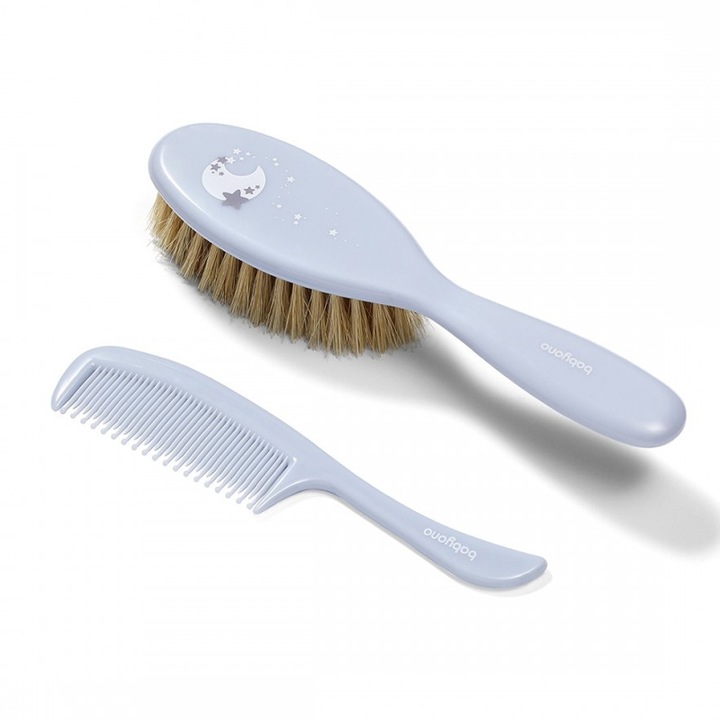 Set perie din par natural moale si pieptene Baby Ono Bleu