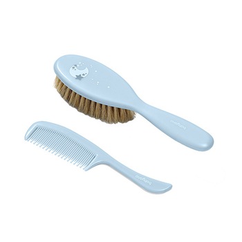 Set perie din par natural moale si pieptene Baby Ono Bleu Set perie din par natural moale si pieptene Baby Ono Bleu