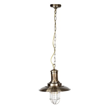 Pendul Cojom, Tempo 2 ,cu gratar,prindere lant, abajur sticla transparenta,metal, E27, bronz antic Pendul Cojom, Tempo 2 ,cu gratar,prindere lant, abajur sticla transparenta,metal, E27, bronz antic