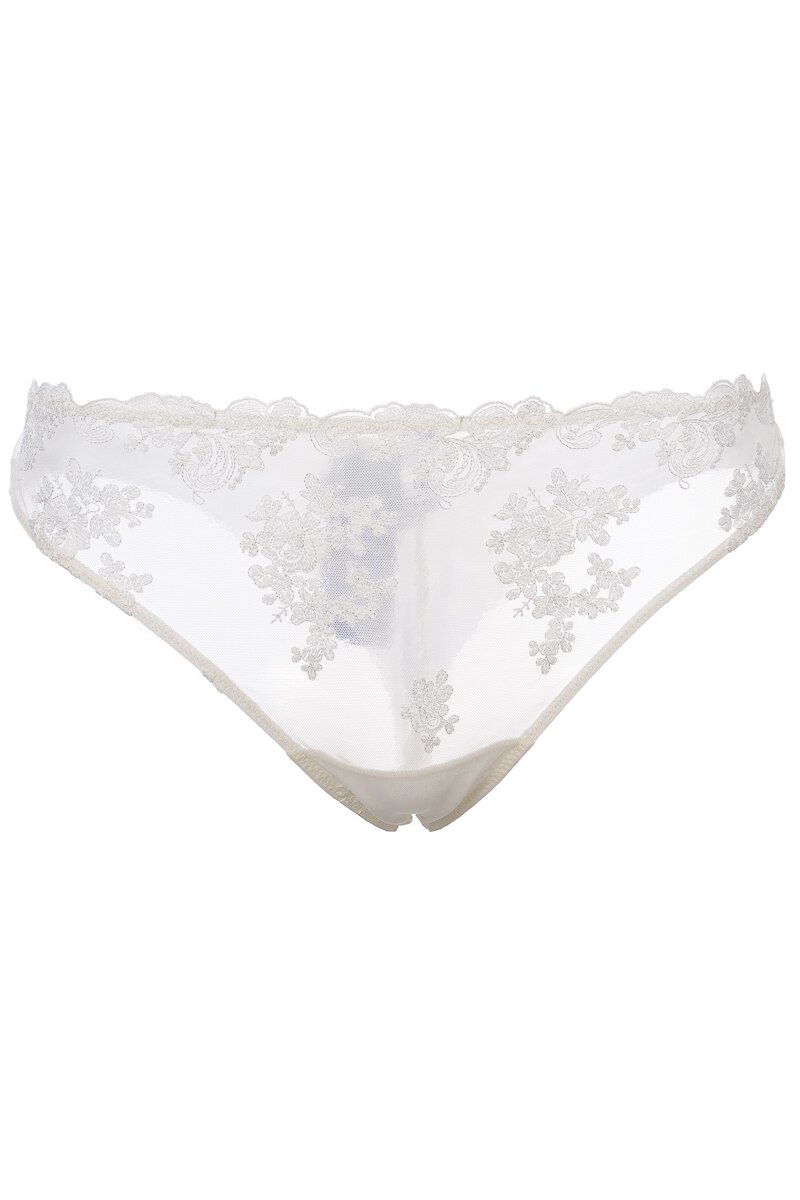 Chiloti din dantela si voal, model brazilian, Intimamoda Chic-Charme, Ivory