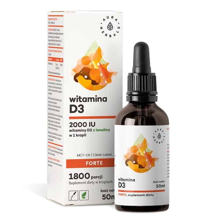 Supliment alimentar Aura Herbals Vitamina D3 FORTE 2000IU 50ml