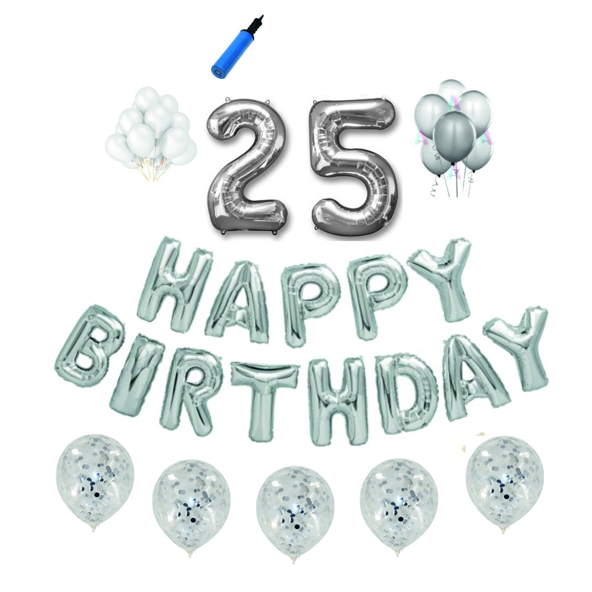 Set Argintiu , Happy Birthday ,25 ani