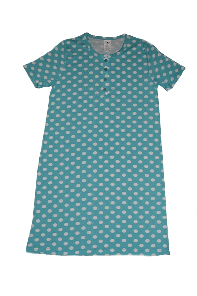 Camasa de noapte marca SERENA cu maneci scurte si buline, culoare Turcoaz marimea M