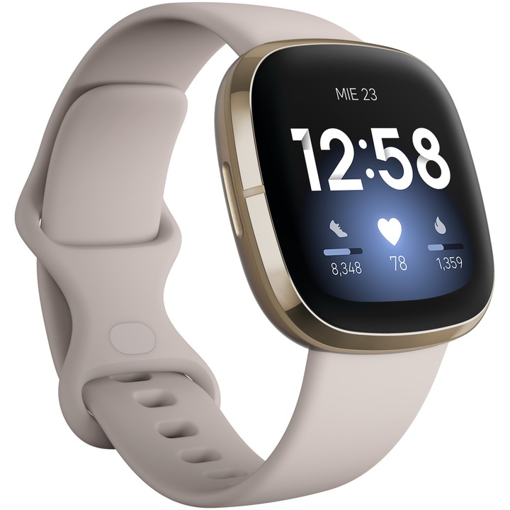 Часовник Smartwatch Fitbit Sense, Lunar White Soft Gold