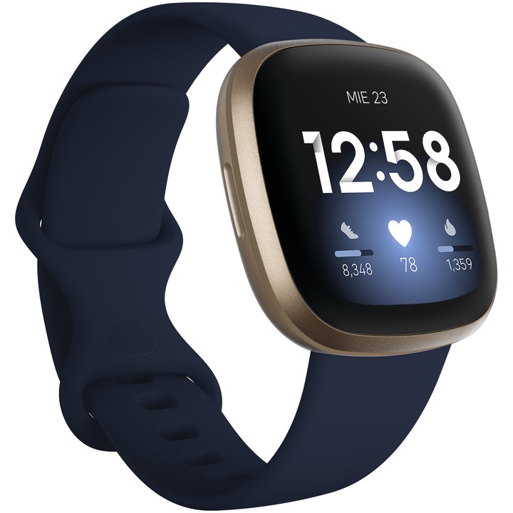 Часовник Smartwatch Fitbit Versa 3, Midnight Soft Gold