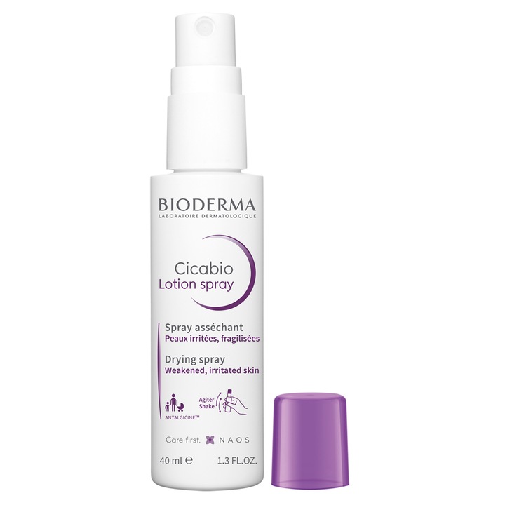 Spray reparator Bioderma Cicabio pentru piele iritata si cu leziuni, 40 ml