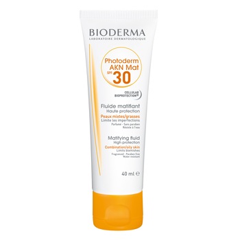 Fluid matifiant cu protectie solara Bioderma Photoderm AKN Mat SPF 30 pentru ten mixt si gras, 40 ml Fluid matifiant cu protectie solara Bioderma Photoderm AKN Mat SPF 30 pentru ten mixt si gras, 40 ml