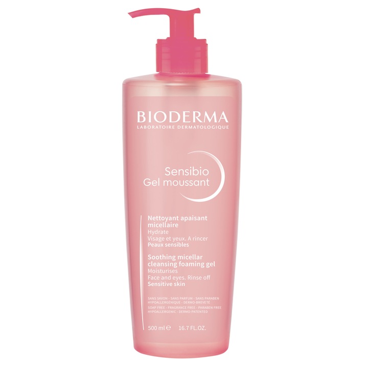 Почистваща гел пяна Bioderma Sensibio, За чувствителна кожа, 500 мл