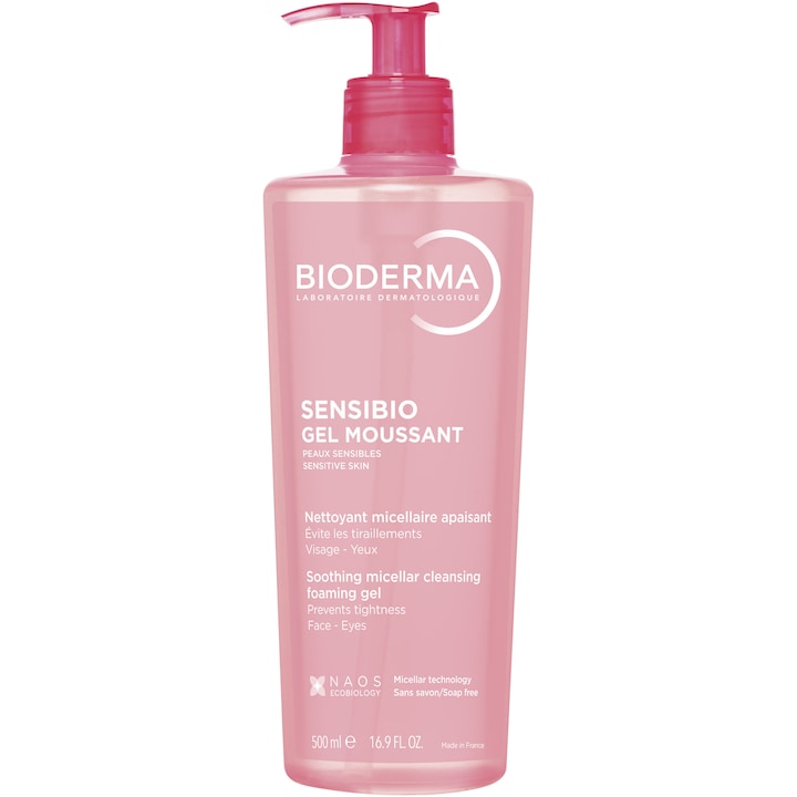 Почистваща гел пяна Bioderma Sensibio, За чувствителна кожа, 500 мл