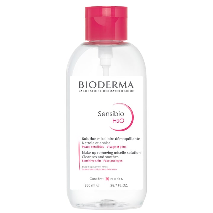 Lotiune micelara Bioderma Sensibio H2O pentru ten sensibil, cu pompa, 850 ml