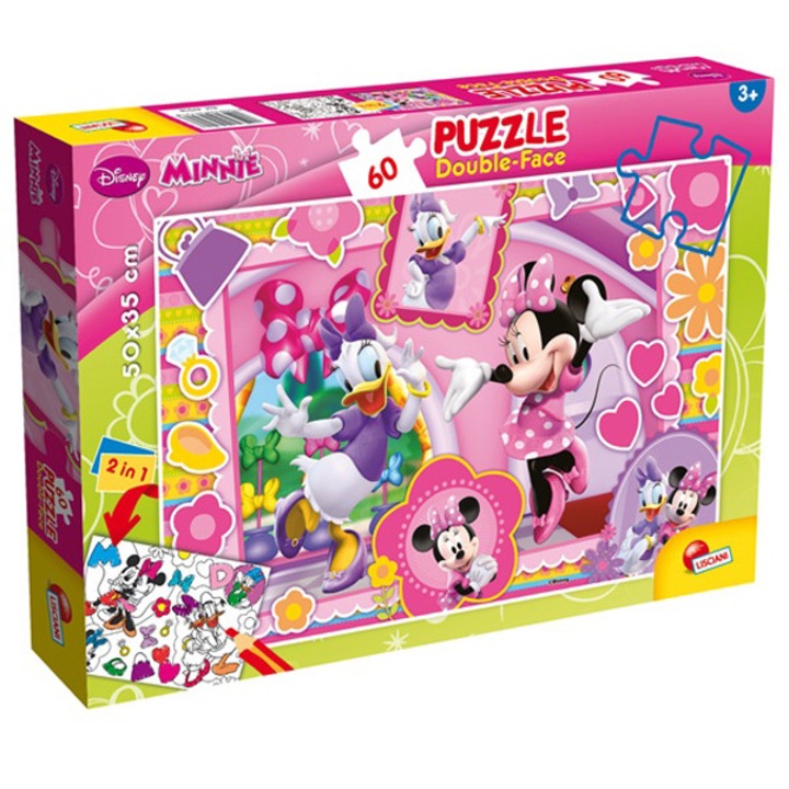 Пъзел, Lisciani, Mini Mouse, Двулицев пъзел 60 части