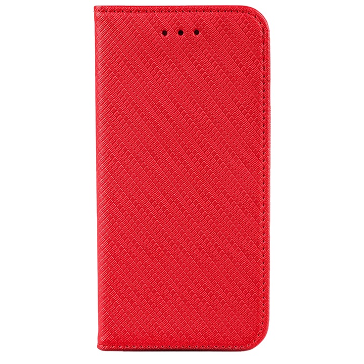 Huawei Y3 2017 PU кожен флип калъф с магнитно затваряне, Optim Soft Close, червен