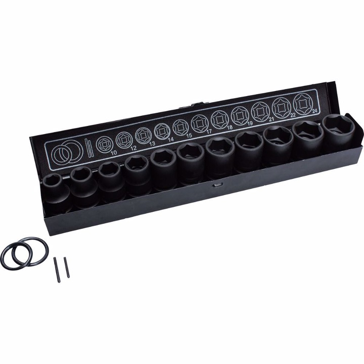 Fortis légkulcsfej készlet, 1/2", 15 részes