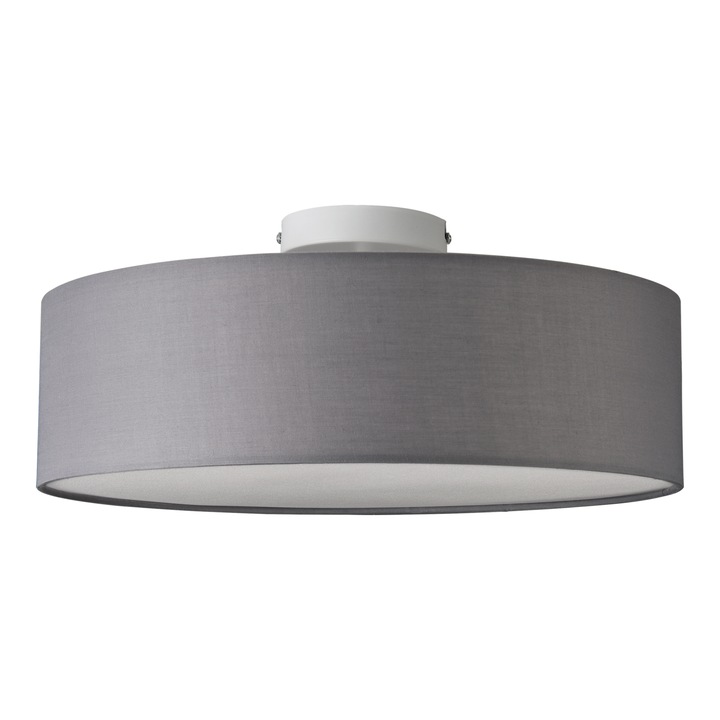 Lampa de plafon Omaha G, lux.pro, 3 x E27, 60W, plastic/textil, gri/alb