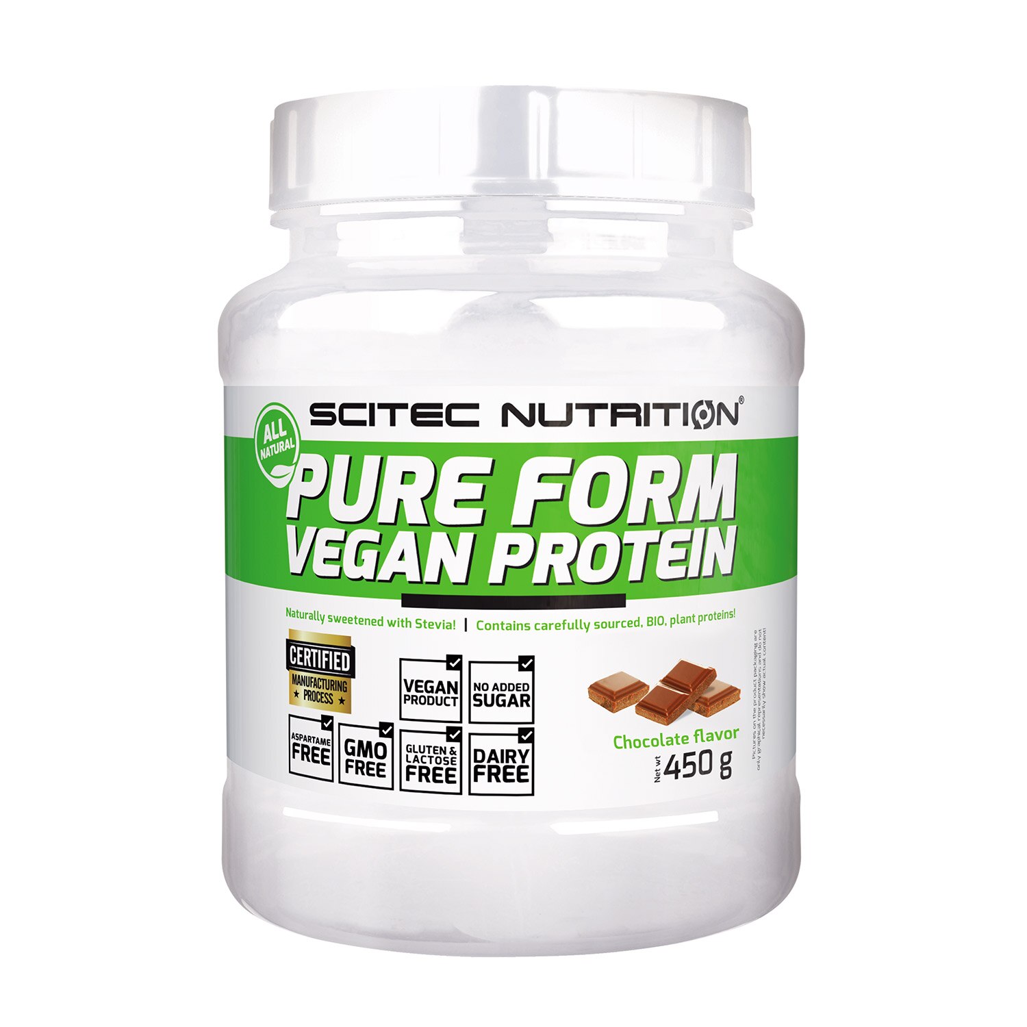 Pudra energizanta Scitec Green Series Pure Form Vegan Protein Ciocolata 0.450 Kg