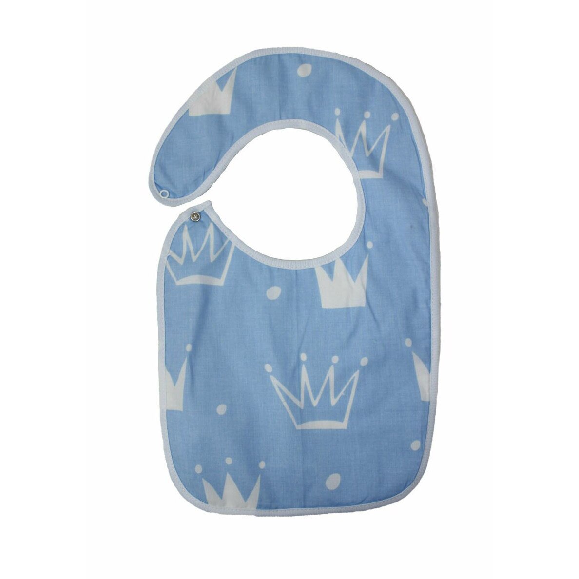 Baveta bebe, coronite albastre, 0-6 luni