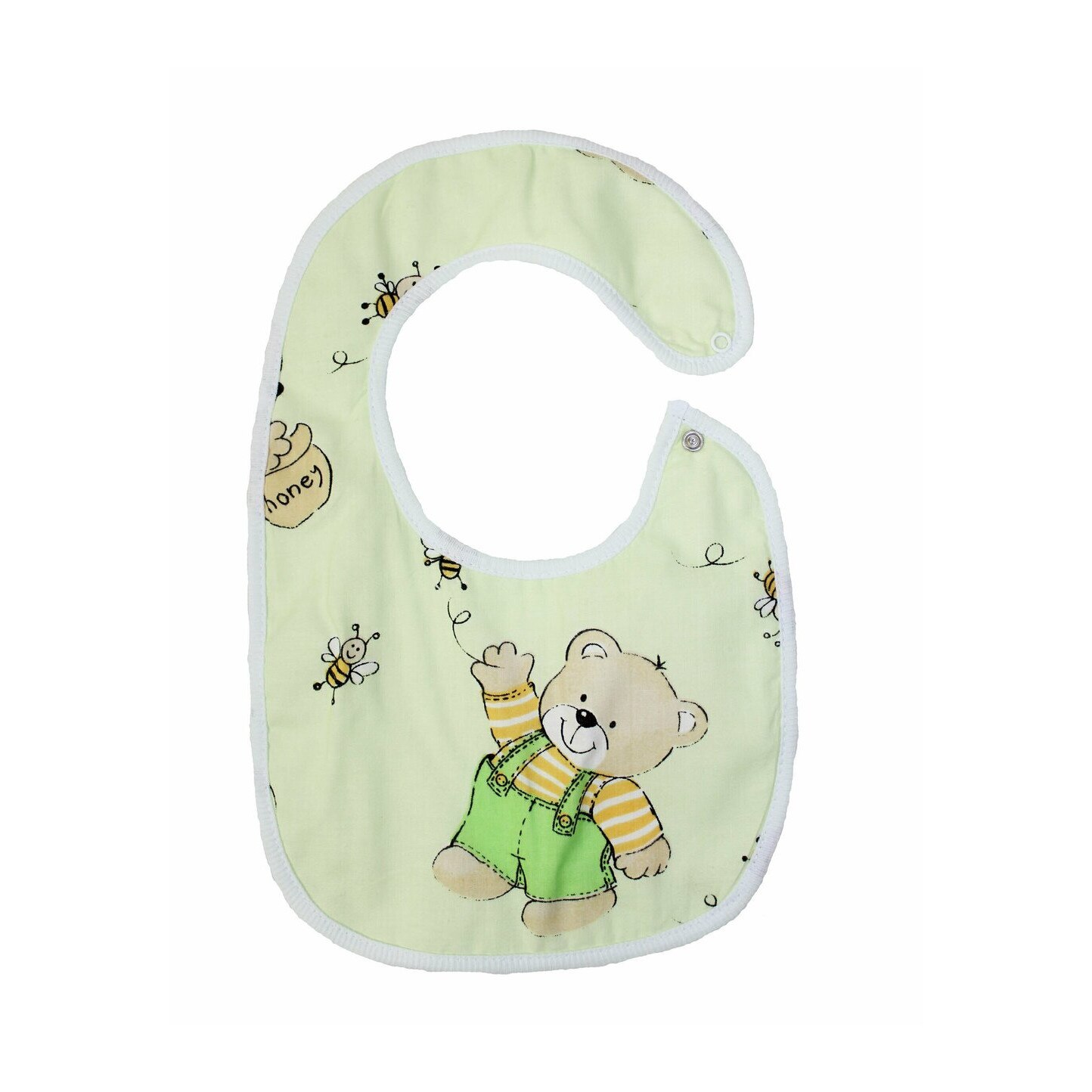 Baveta bebe, ursulet cu albinute, verzi, 0-6 luni