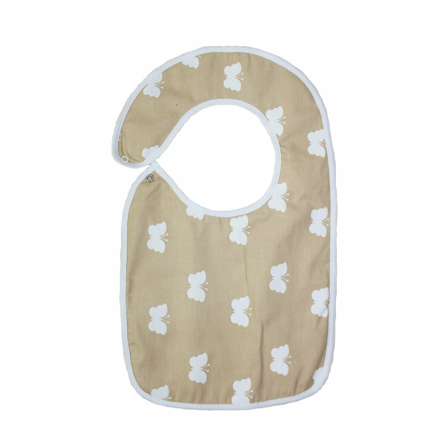 Baveta bebe, crem cu fluturi albi, 6-12 luni