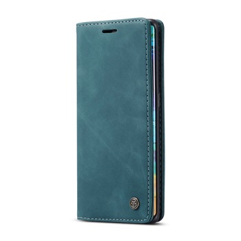 Husa Huawei Mate 30 Pro, CaseMe, slim piele, tip portofel, stand, inchidere magnetica, textura catifelata, Albastru verzui