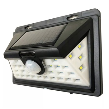 Lampa solara LED pe inductie, model 1828A, cu trei fete si cu senzor de miscare, Negru Lampa solara LED pe inductie, model 1828A, cu trei fete si cu senzor de miscare, Negru