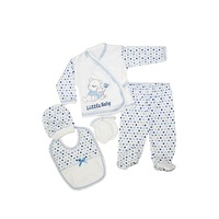 Set hainute 5 piese pentru bebe,0-3 luni,Alb / Albastru