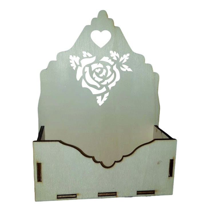 Cutie mica pentru Aranjamente Florale, Trandafir, Lemn, 15x7 cm, U010