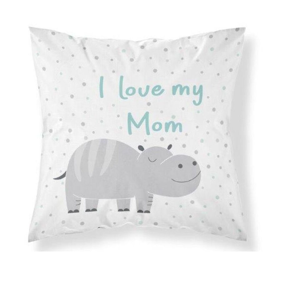 Fata perna, I Iove my mom, turcoaz, 40x40 cm