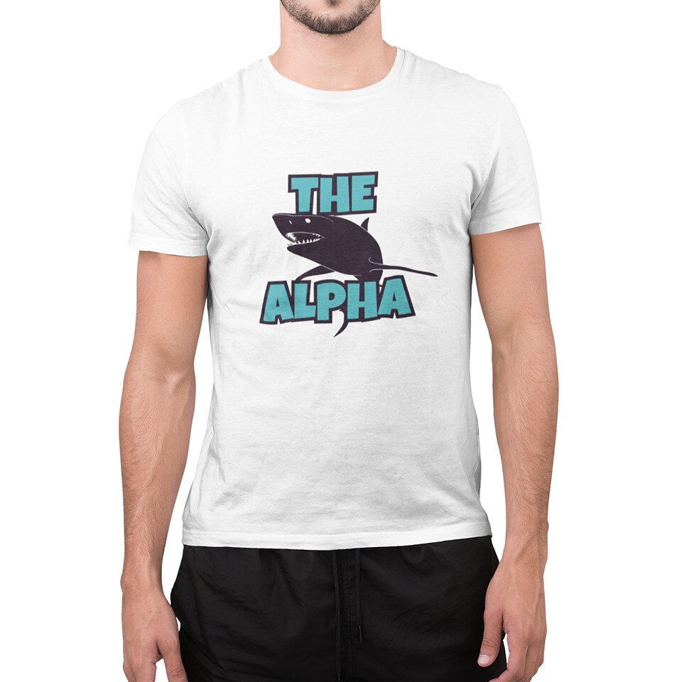 Tricou THE ALPHA- BARBAT, BUMBAC, marimea L, ALB
