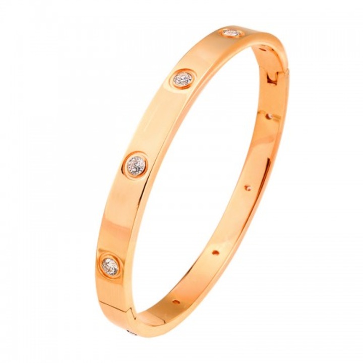 Női karkötő, karperec cirkónia kövekkel 6mm rose gold színben